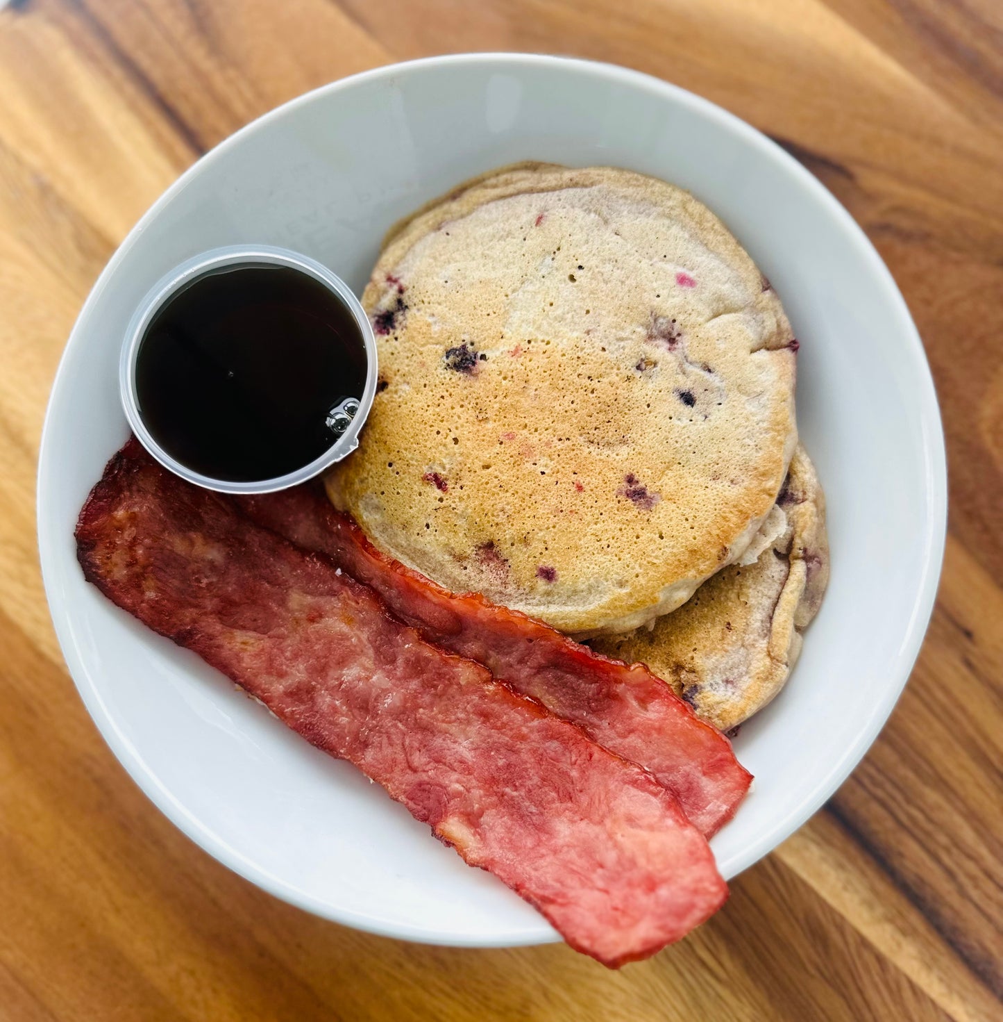 Mixed Berry White Chocolate Protein Pancakes
