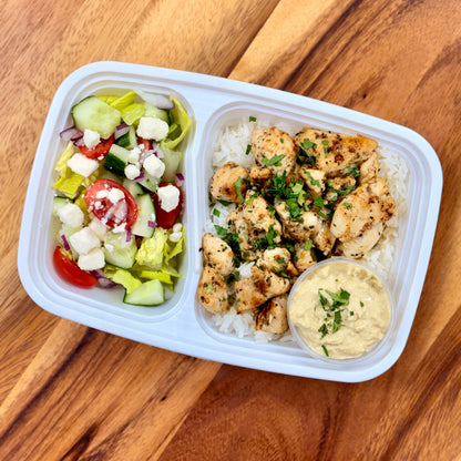 *NEW- Lemon & Herb Marinated Grilled Chicken with Tzatziki Chickpea Salad